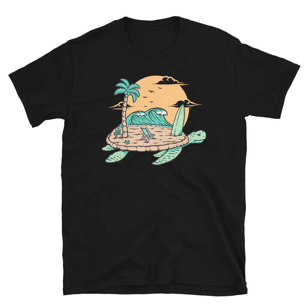 Beach and Turtle - Fit Unisex Softstyle T-Shirt