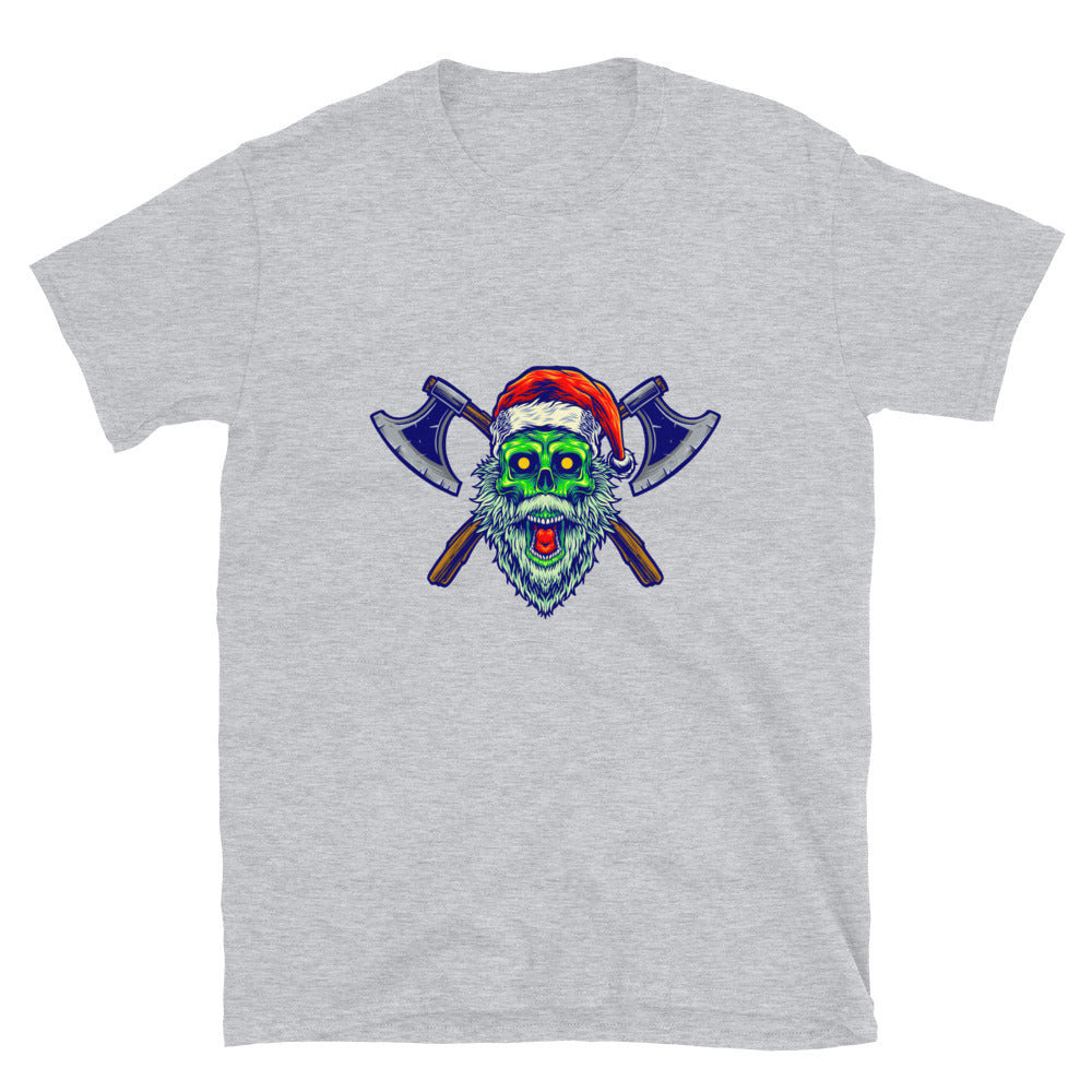 Wood Working Axe Skull Merry Christmas Fit Unisex Softstyle T-Shirt