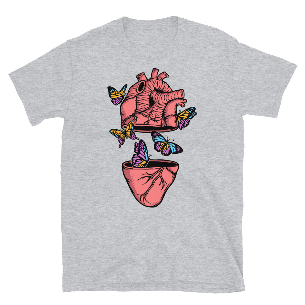 Beautiful Butterflies Fly out of the Heart - Fit Unisex Softstyle T-Shirt