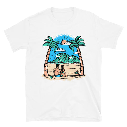 Young Couple on the Beach Fit Unisex Softstyle T-Shirt